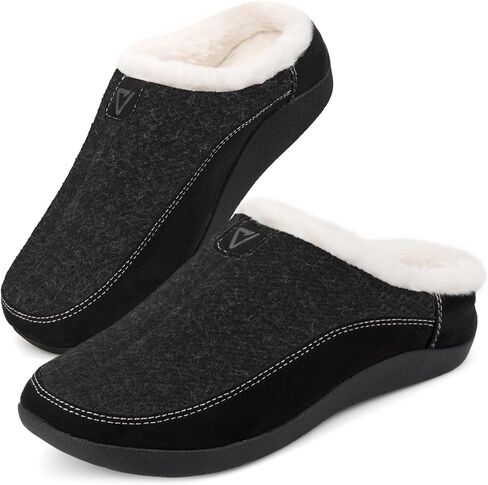 V.Step Orthopedic Slipper with Arch Support, Orthotic Slipper for Plantar Fasciitis Pain Relief,House Slipper for Man Women, Sherpa Lining Bedroom Slipper Shoe Indoor Outdoor Anti-Skid Rubber Sole in Kuwait