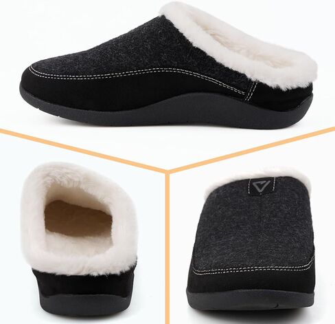 V.Step Orthopedic Slipper with Arch Support, Orthotic Slipper for Plantar Fasciitis Pain Relief,House Slipper for Man Women, Sherpa Lining Bedroom Slipper Shoe Indoor Outdoor Anti-Skid Rubber Sole in Kuwait