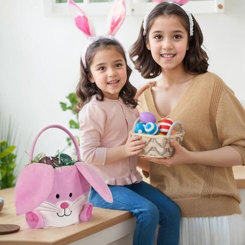 3 سلال أرنب عيد الفصح ، سلال أرنب عيد الفصح ، قماشية عيد الفصح ، الأكياس ، الأكياس ، وأحزاب عيد الفصح ، تلعب حفلات الزخرفة للفتيات الفتيات (3 عبوات) in Kuwait