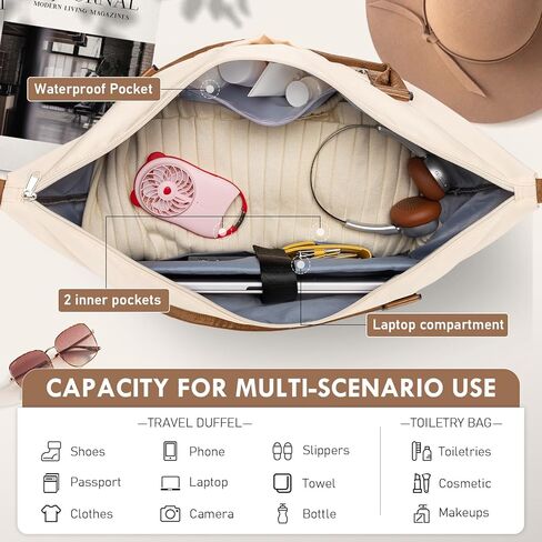 WOOMADA Weekender Overnight Bag for Women, Shoulder Travel Duffel with Shoes Compartment,Gym Bag with Toiletry Bag in Kuwait