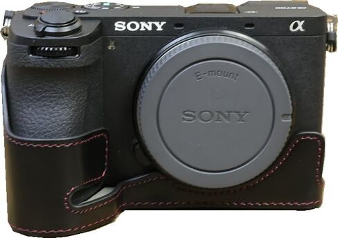 A6700 Case ، Bmaollongb Pu Leather Half Came Case Cover Version For Bolding for Sony Alpha A6700 مع حزام يدوي (أسود-ب) in Kuwait