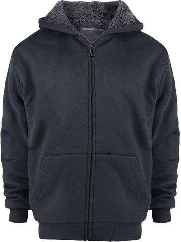 Boys Sherpa Hoodie Zipper Sports Warm Youth Fleece Jacket in Kuwait