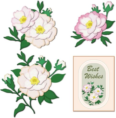 Camellia-Flower Cutting Dies Layering Petals Dies Cut Metal Die Cuts Embossing Stencils Template Dies for Card Making Decoration DIY Scrapbooking Photo Album Paper Crafts Wedding Invitation in Saudi Arabia