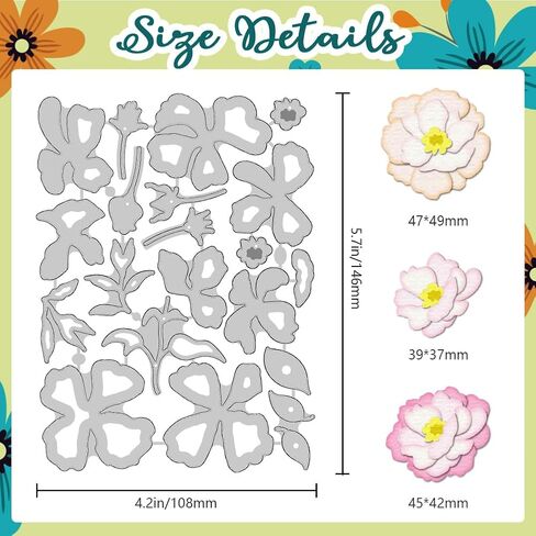 Camellia-Flower Cutting Dies Layering Petals Dies Cut Metal Die Cuts Embossing Stencils Template Dies for Card Making Decoration DIY Scrapbooking Photo Album Paper Crafts Wedding Invitation in Saudi Arabia