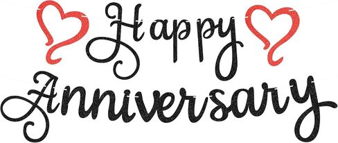 Pre-Strung Happy Anniversary Banner - Royal Blue Glitter Wedding Anniversary Decorations for Anniversary Wedding Party - Happy Anniversary Decorations & Decor, Photo Booth Props in Kuwait