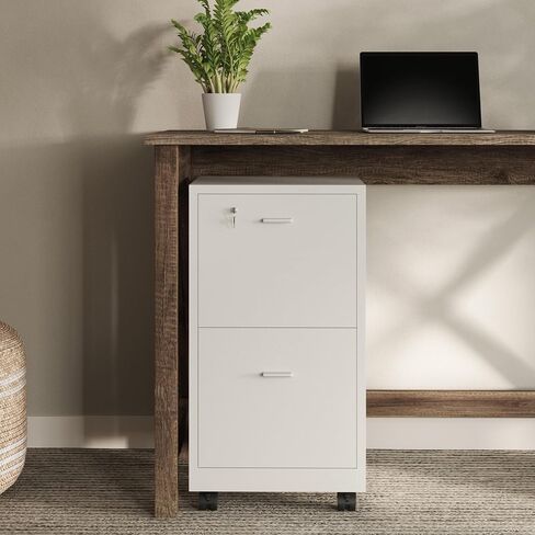 Lavish Home 2 Drawer File Cabinet - Filing Cabinet with Lock - Rolling File Cabinet for Under Desk Storage - Wood Filing Cabinet for Home or Office Organization (Pink) in Saudi Arabia