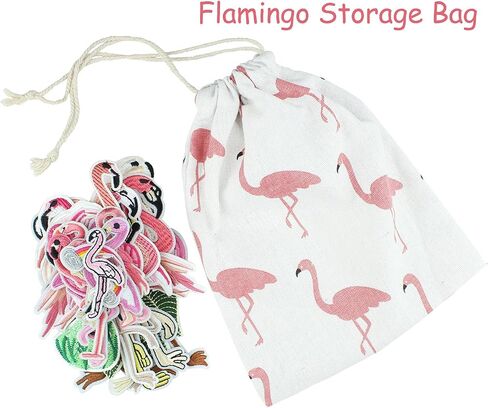 Flamingo الوردي خياطة على الحديد على بقع زين للجينز ، والملابس ، والسترات ، واللباس ، والقبعات ، والشارات ، 18 متنوعة من طيور طيور طيور طيور تصحيحات إصلاح البقع إصلاح (كيس تخزين فلامنغو) in Kuwait
