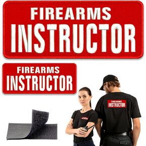 Embroidered Patches Firearms Instructor for Uniforms, Backpacks, Vest, Jackets end Cap One Small and One Large 4"x10" and 2"x5" Hook and Loop on Back