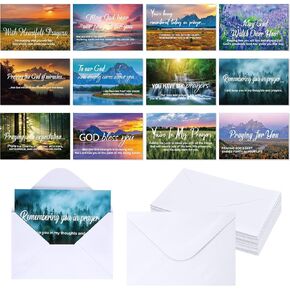 36 Pack Praying for You Greeting Cards with Scripture Bible Verse Prayer Greeting Card with Envelope Double Side Christian Prayer Card Scripture Inspirational Cards for Women Men(Scenery)