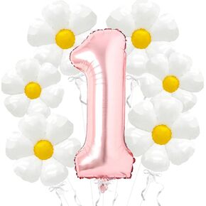 Daisy Balloons Two Groovy Birthday Decorations, 40 Inch Rose Gold Number 2 Balloons, Daisy Balloon for 2 Groovy Birthday Party Decorationsl, Daisy Birthday Party Decorations