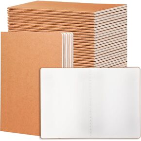 24 Pack Blank Kraft Notebooks, 8.3x5.5 Inches A5 Small Journals Bulk Blank Notebooks 80 GSM Unlined with 60 Pages A5 Subject Notebooks Traveler Journal Set for Adult Students Gift School Office Supplies