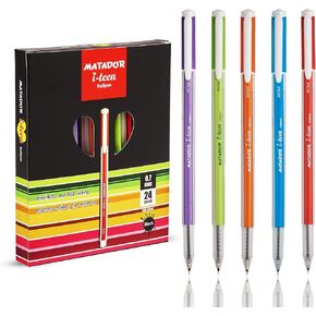 Matador i-teen Ballpen, Fine-Point (0.7 mm), Black Ink, A Trendy Elegant and Enchanting Design, Delivers Strong and Vivid Lines, 24 Counts