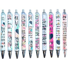 10 PC Mothers Day Pens Happy Mother Day Ink Pen Bulk Set for Women Christian Church Ladies Party Favors Bible Gifts Best Mom Ever Thank you I Love Mom Gift Pink Floral Rose Group Giveaways Souvenir
