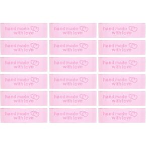 MECCANIXITY 40pcs Sewing Labels, Handmade with Love Labels Personalized Satin Embossed Tags Woven Sew on Clothing, Fabric for DIY Knitting Crocheting Sewing Crafts (White)