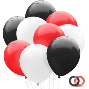 Party Balloons - 100pcs 12inch Red and Black and White Balloons for Birthday Party Decorations