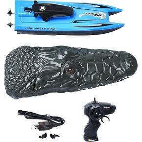 Top Race Remote Control Alligator Head - Remote Control Boat Prank Toy for Kids, Adults, Pranksters - 2.4G Waterproof RC Boats - Battery Powered - 3Hx10.2Linch