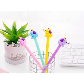 Chinshwehaw Cartoon Animal Pens Ink Pens Gel Pen Writing Pens Neutral Pens School Office Supplies Kids Gifts 0.5mm Ball Point cone Small Elephant Pen 8 Pack