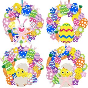 Openfly 12 مجموعات علامات إكليل من عيد الفصح ديكورات DIY Foam Easter Craft ، ملصقات Foam Foam Crafts Bunny Eggs Chicks Flower