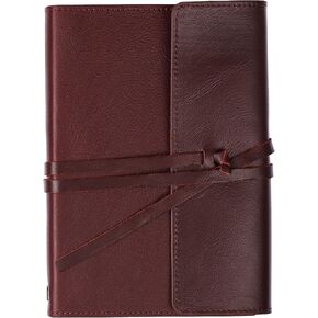 Leather Travelers Journal/Writing Notebook, 100gsm Thick Paper, 400 Lined Pages, Wrap Closure, Full-grain African Leather Artisan Collection (8.5" x 6.1" x 1.7")