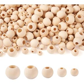 Craftdady 50Pcs 40mm Natural Wood Beads Unfinished Round Wood Loose Beads Large Hole Wooden Ball Spacer Beads for Jewelry Craft Making Home Party Decor Hole: 7mm