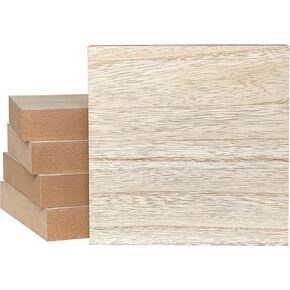 5 Pack Thick MDF Wood Blocks Unfinished Wooden Squares for Crafts Memorial Sign(6x6x1 in)