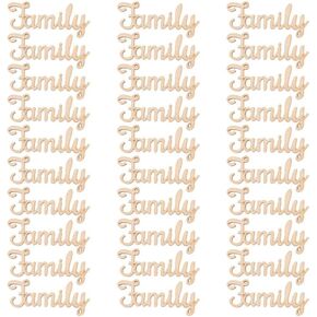 HEALLILY Familywood Chips - 30pcs Unfinished Mini Wooden Slices Embellishments DIY Tag Sign Wedding Wood Carving