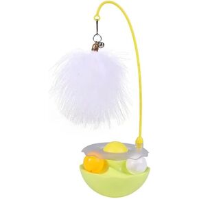 Cat Toys 4-in-1 Interactive Cat Feather Toy for Indoor Cats, Track Ball with Tumbler, Mint Ball for Dental Care, Fun Cat Exercise Toy for All Breeds, Green