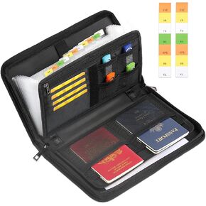 JUNDUN Coupon Receipt Organizer,Fireproof 12 Pockets Small Accordion File Organizer with Multi Pockets,11.4" x 7"Expanding File Folder for A6/B5 Size of Invoice,Cash,Bills,Car Files and More