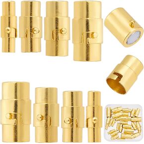 SUNNYCLUE 1 Box 32 Sets 4 Sizes Kumihimo End Caps Jewelry Clasps Leather Cord End Cap Bracelet Extender Clasps for Jewelry Making 3mm 4.8mm 6mm 8mm Golden Bracelet Necklace Extenders DIY Craft