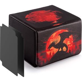 Deck Box for MTG Cards - 2 Dividers, Card Storage Box Holds 110+ Single Sleeved Cards, Deck Boxes Compatible with TCG/OCG/YGO/PTCG (Warrior's Quest)