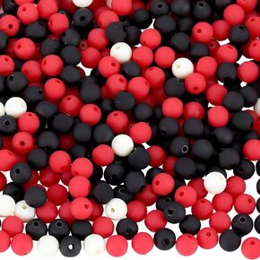 1 Box 500Pcs Acrylic Round Beads Bubble Gum Bead Bulk Black Red White Plastic Frosted Balls Bubblegum Pastel Matte Loose Beads for Jewelry Making Bracelets Beading Necklaces Earrings Crafts