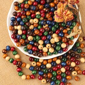 DAHI 500pcs 10mm Colorful Wooden Beads Vintage Wooden Beads Natural Wooden Hair Handmade Beads Crafts for Jewelry Bracelets Making(10mm)