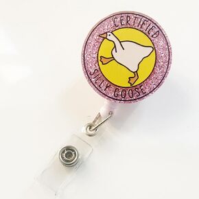 Funny Goose Struggle Bus Badge Reel Retractable Holder Clip,Cute ID Name Card Tag Reel for Nurse,Medical Assisatant,Nursing Student,Doctor,Office Worker,Hospital Gift