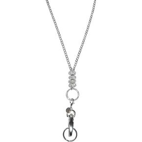 Hidden Hollow Beads Crystal Stainless Steel Strong Chain Womens Lanyard ID Card Badge Holder Teacher Nurse Cruise Key Phone