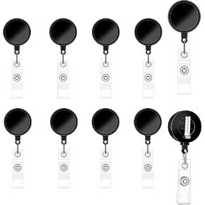 10 pcs Retractable Badge Holder ，Name Badge Clips Retractable Blank Badge reels Nurse ，Work Badge Clip Retractable id Badge Retractable Clip，Retractable Badge Holders with Clip Black Badge Reel