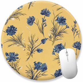 Mouse Pad,Customized Abstract Art Mouse Pad-Washable Round Design for Office Laptops,Non-Slip Rubber Base Perfect for Computer Desk Wireless Mice (Yellow Wildflower)