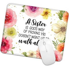 A Sister is God Square Mouse Pad, Non-Slip Rubber Base Mouse Mat for Office Home Work Game Study, Soul Sisters Mouse Pad, BFF, Thank You Birthday Gifts for Sisters Female Coworker