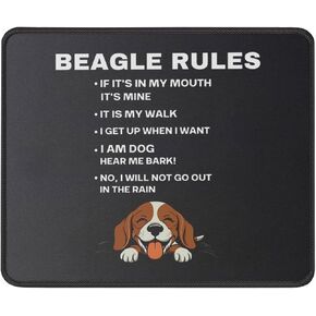 Funny Beagle Rules Mouse Pad - Beagle Dog Owners Gifts for Mom, Dad - Dog Lovers, Puppy, Animal Lovers Gift - Computer Laptop Mouse Mat 9.5 Inch for Working/Gaming