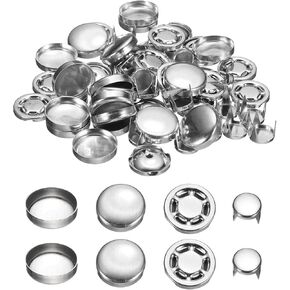 uxcell 20Pcs Baseball Cap Button, 15mm/0.59 Inch Aluminum Hat Snap Button Replacement Cap Top Cover Buttons for DIY Sewing Hat Clothing Making Accessories, Silver