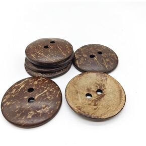 15-Pcs 2" Large Natural Coconut Shell Buttons | Bulk Brown Wooden Sewing Replacement Buttons for Sewing Crafts Clothes Decorations (50mm)