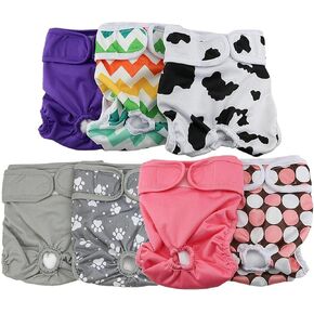 Washable Dog Diapers (7 Pack), Durable Doggie Diapers, Premium Female Dog Diapers (S)