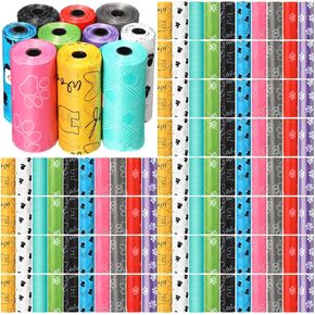 Thenshop 3000 Counts 200 Rolls Dog Poop Bag Plastic Dog Waste Bags Disposable For Doggie Pets Poop Outdoor Walking Travel Mixed Colors(Paw Print Style)