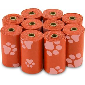 Best Pet Supplies Dog Poop Bags for Waste Refuse Cleanup, Doggy Roll Replacements for Outdoor Puppy Walking and Travel, Leak Proof and Tear Resistant, Thick Plastic - Orange, 150 Bags, OR-150B