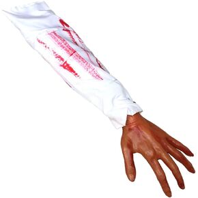 Kaliosy Halloween Blood Hands Fake Arm Hand Horror Realistic Severed Human Long Arms, Scary Prank Long Arm Props for Halloween April Fools Day Carnival Dress Party Haunted House Decor 1Pcs