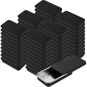 60 حاوية شريحة معدنية أعلى حاويات القصدير ، حاويات قصدير معدنية ميني ميني ميني ، صندوق قصدير معدني مستطيل مع أغطية شريحة ، علب منظم التخزين الفارغة للشموع ، المجوهرات ، مجموعة تخزين الحرف ، الأسود in Kuwait