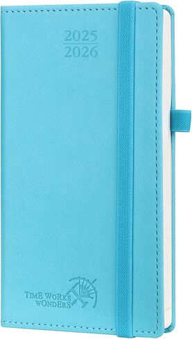 POPRUN Pocket Planner 2025-2026 (Slim Size 3.5'' x 6.5'') 17 Months Academic Calendar (Aug.2025 - Dec.2026), Weekly Appointment Book with Vegan Leather Hard Cover - Blue Green in Saudi Arabia