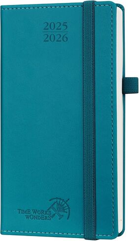 POPRUN Pocket Planner 2025-2026 (Slim Size 3.5'' x 6.5'') 17 Months Academic Calendar (Aug.2025 - Dec.2026), Weekly Appointment Book with Vegan Leather Hard Cover - Blue Green in Saudi Arabia