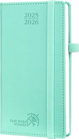 POPRUN Pocket Planner 2025-2026 (Slim Size 3.5'' x 6.5'') 17 Months Academic Calendar (Aug.2025 - Dec.2026), Weekly Appointment Book with Vegan Leather Hard Cover - Blue Green in Saudi Arabia