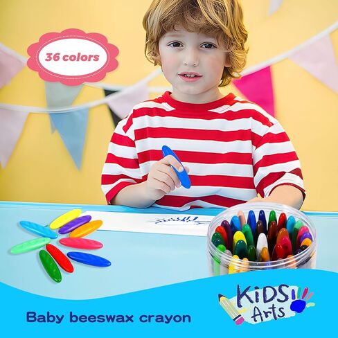 تلوين الفول السوداني للأطفال 36 ألوان تلوين قابلة للغسل ، والملون الأطفال غير السامين للأعمار 2-4 ، 4-8-ملون كبير للأطفال الصغار 1-3 ، اللوازم الفنية الملونة ، العودة إلى هدية المدرسة للبنين والبنات in Kuwait