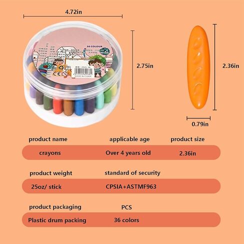 تلوين الفول السوداني للأطفال 36 ألوان تلوين قابلة للغسل ، والملون الأطفال غير السامين للأعمار 2-4 ، 4-8-ملون كبير للأطفال الصغار 1-3 ، اللوازم الفنية الملونة ، العودة إلى هدية المدرسة للبنين والبنات in Kuwait